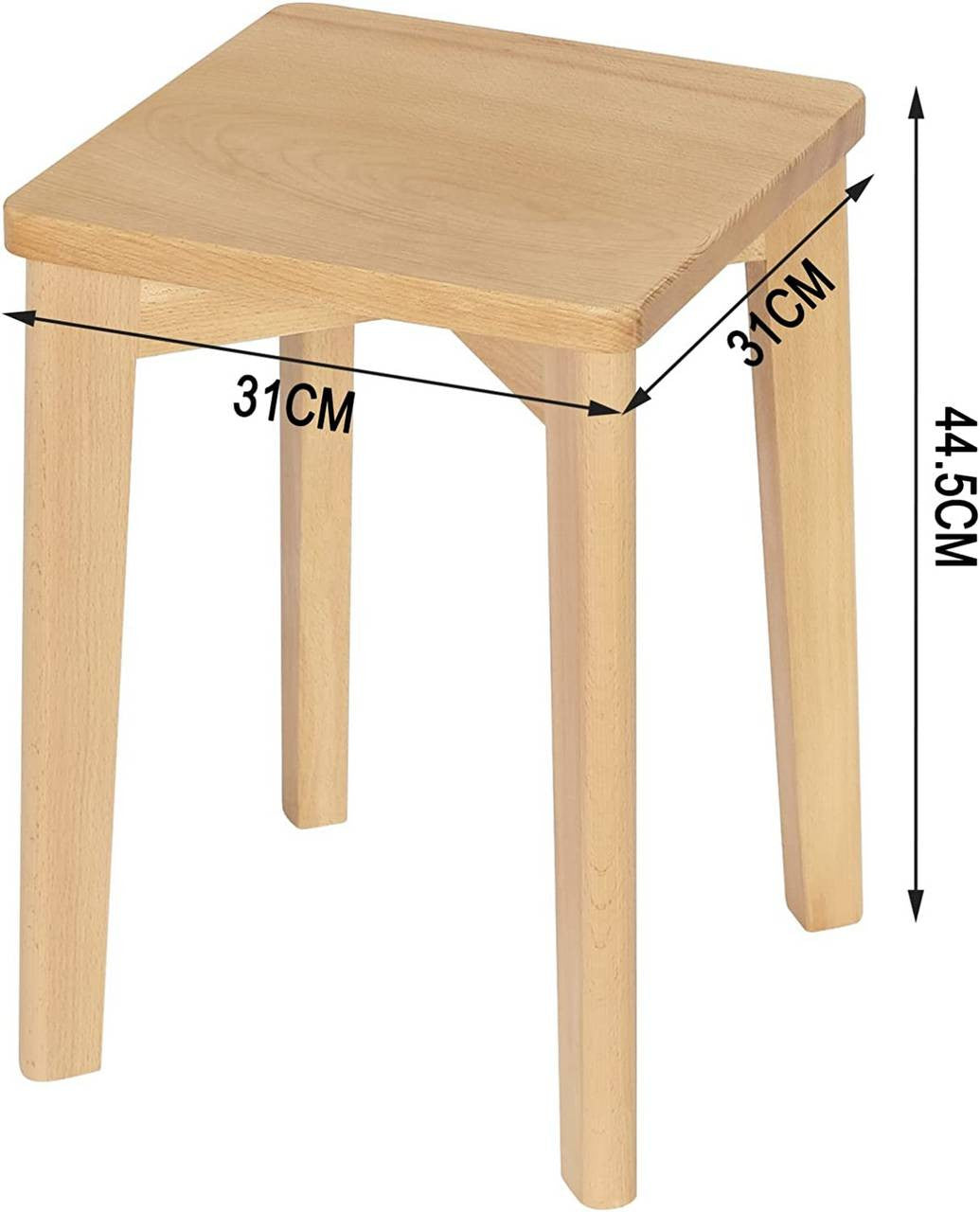 24goodz Wooden Stools Set of 6 - Durable and Space-Saving - Beech Wood - For Home and Dining - Natural Wood Colour - ei