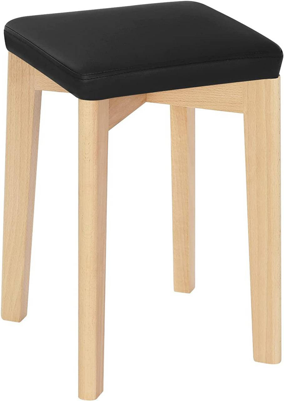 24goodz Solid Wood Dining Chair Set - Sturdy and Stackable - Beech Wood and PU - For Home Use - Wood Grain Black - sz