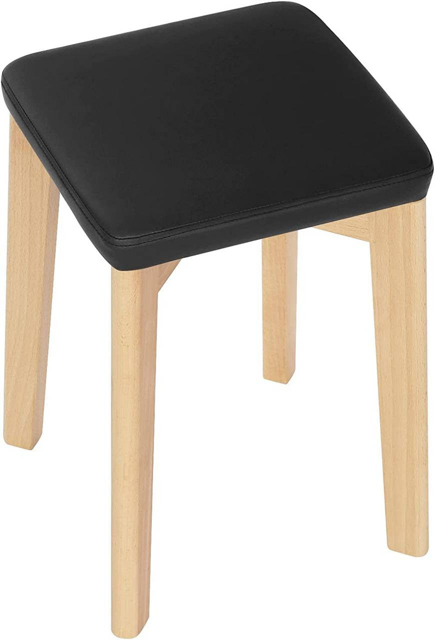 24goodz Solid Wood Dining Chair Set - Sturdy and Stackable - Beech Wood and PU - For Home Use - Wood Grain Black - sz