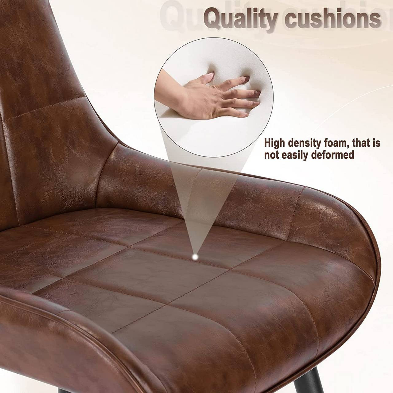 24goodz Set of 6 Dining Chairs - Ergonomic Comfort - Durable Faux Leather - For Home & Office - Brown