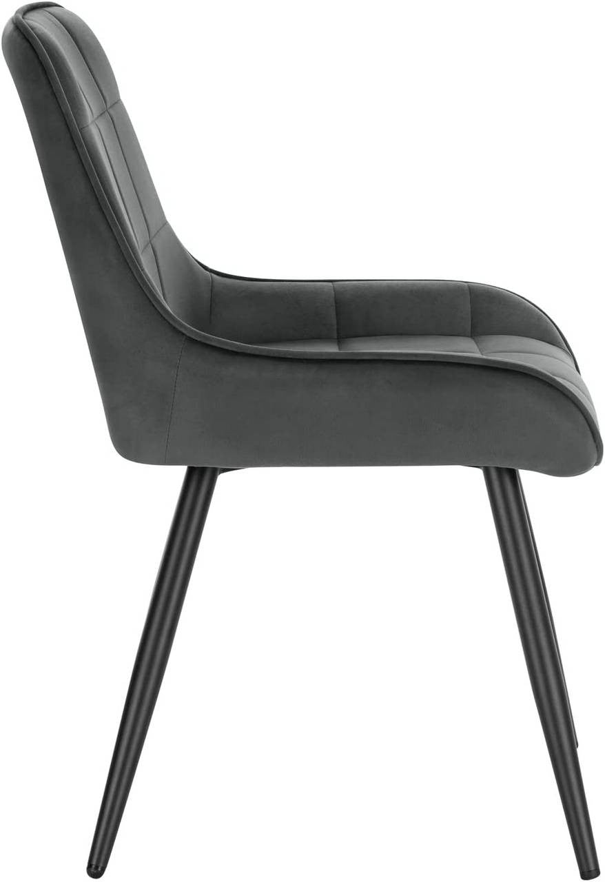 24goodz Velvet Dining Chair Set of 6 - Ergonomic Comfort - Sturdy Metal and Wood - For Dining Rooms and Living Spaces - Dark Grey - dgr