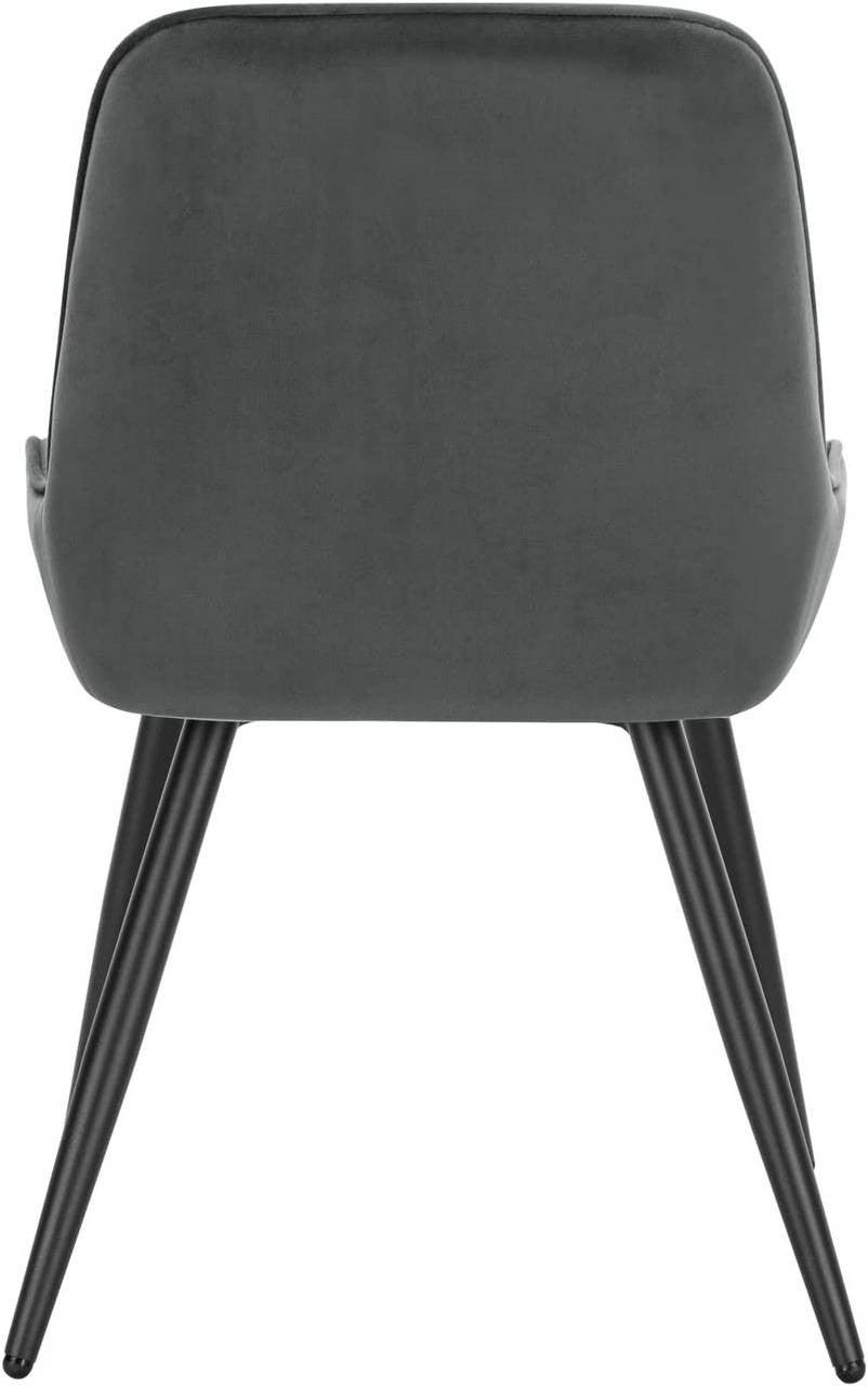 24goodz Velvet Dining Chair Set of 6 - Ergonomic Comfort - Sturdy Metal and Wood - For Dining Rooms and Living Spaces - Dark Grey - dgr