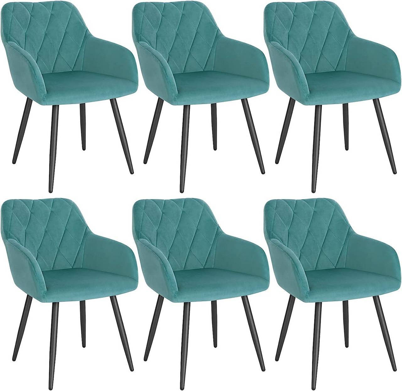 24goodz Velvet Dining Chair Set of 6 - Ergonomic Comfort - Versatile Design - Velvet and Metal - Grey - ts