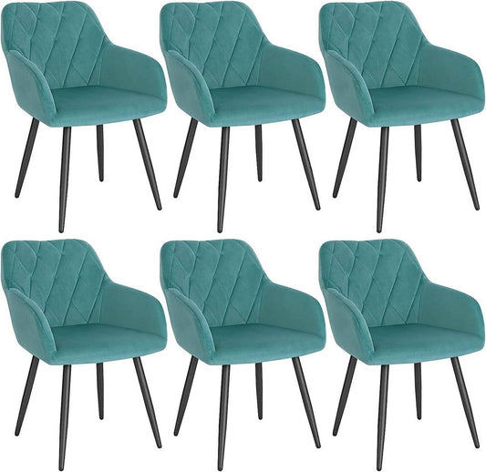 24goodz Velvet Dining Chair Set of 6 - Ergonomic Comfort - Versatile Design - Velvet and Metal - Grey - ts