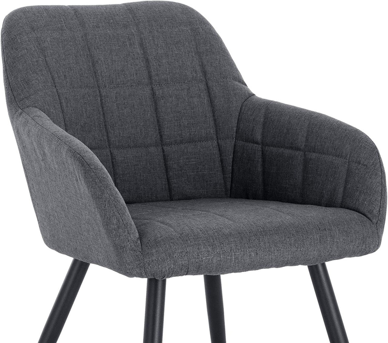 24goodz Upholstered Dining Chair Set of 6 - Ergonomic Comfort - Sturdy and Stylish - Linen and Metal - Dark Grey - dgr