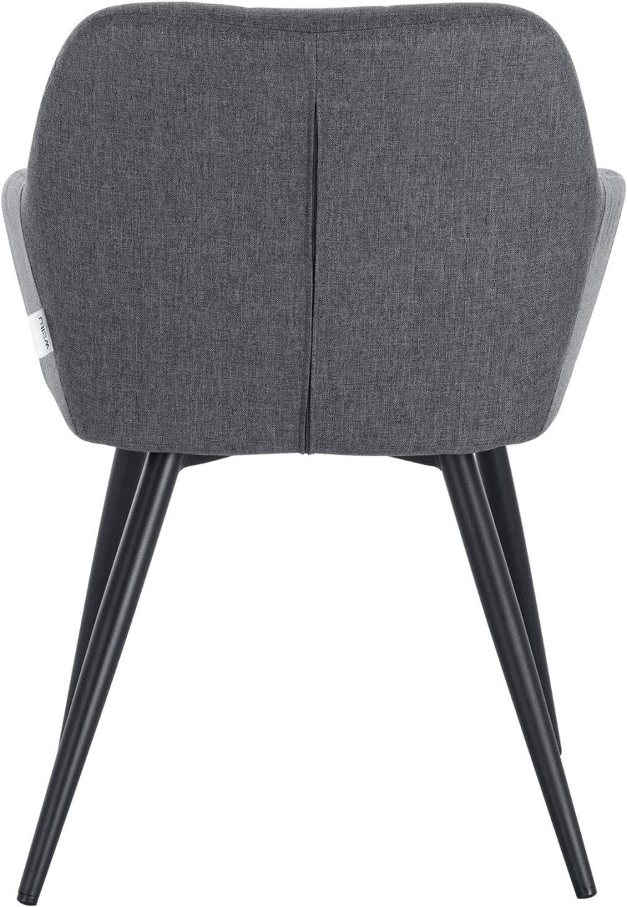 24goodz Upholstered Dining Chair Set of 6 - Ergonomic Comfort - Sturdy and Stylish - Linen and Metal - Dark Grey - dgr