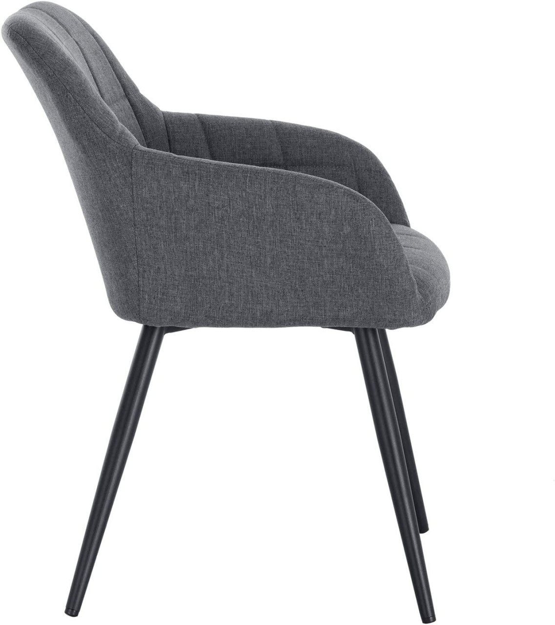 24goodz Upholstered Dining Chair Set of 6 - Ergonomic Comfort - Sturdy and Stylish - Linen and Metal - Dark Grey - dgr