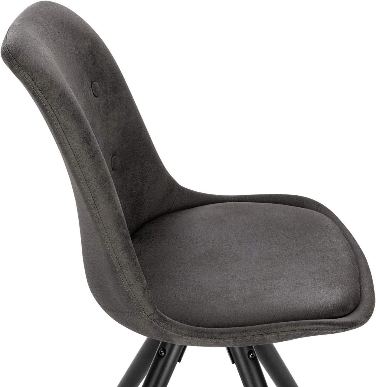 24goodz Set of 6 Dining Chairs - Ergonomic Comfort - Durable Solid Wood Frame - Fabric Upholstery - Grey Antique Leather Look