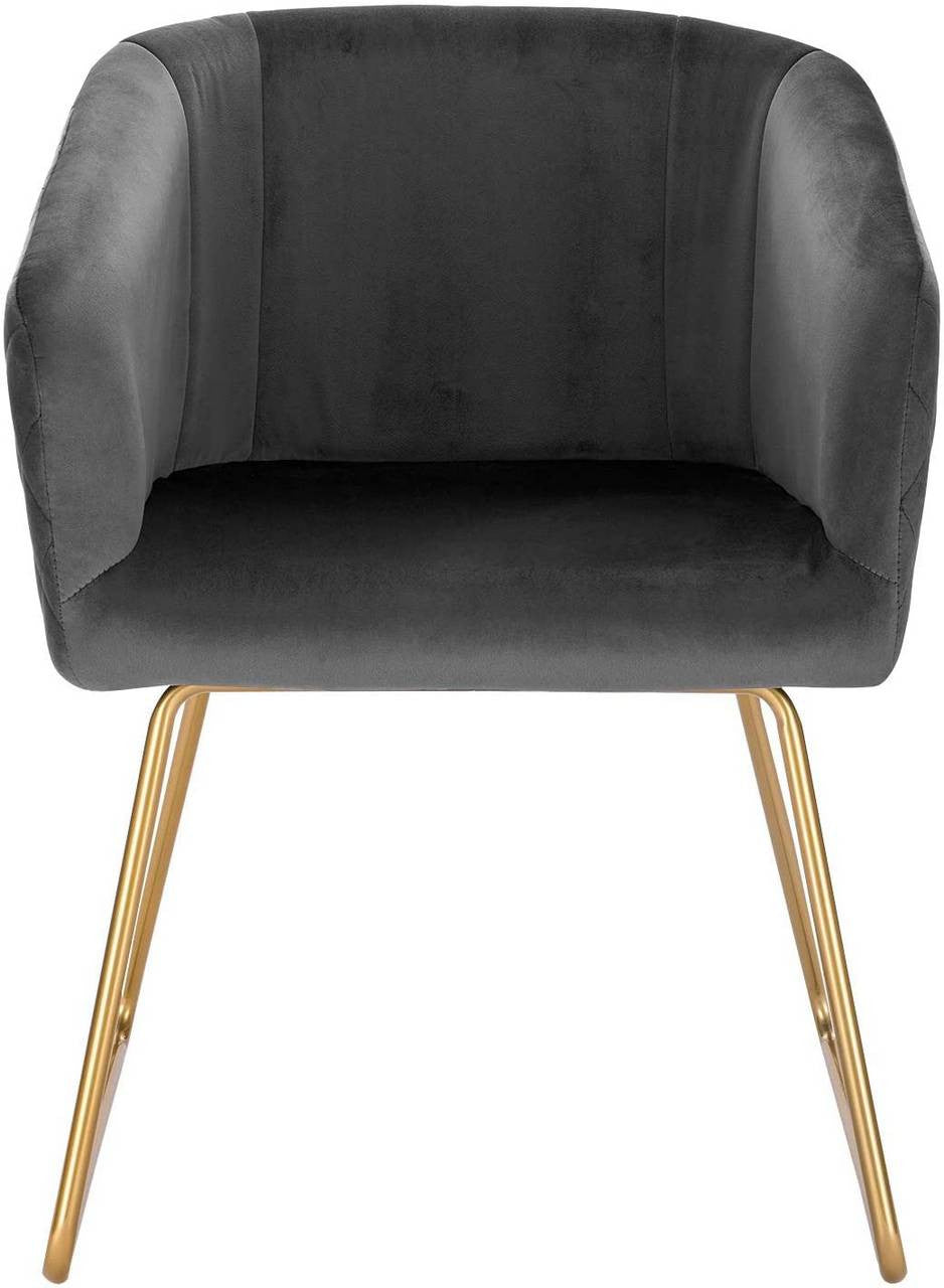 24goodz Set of 6 Dining Chairs with Armrests - Ergonomic Comfort - Velvet Upholstery - Dark Grey - dgr