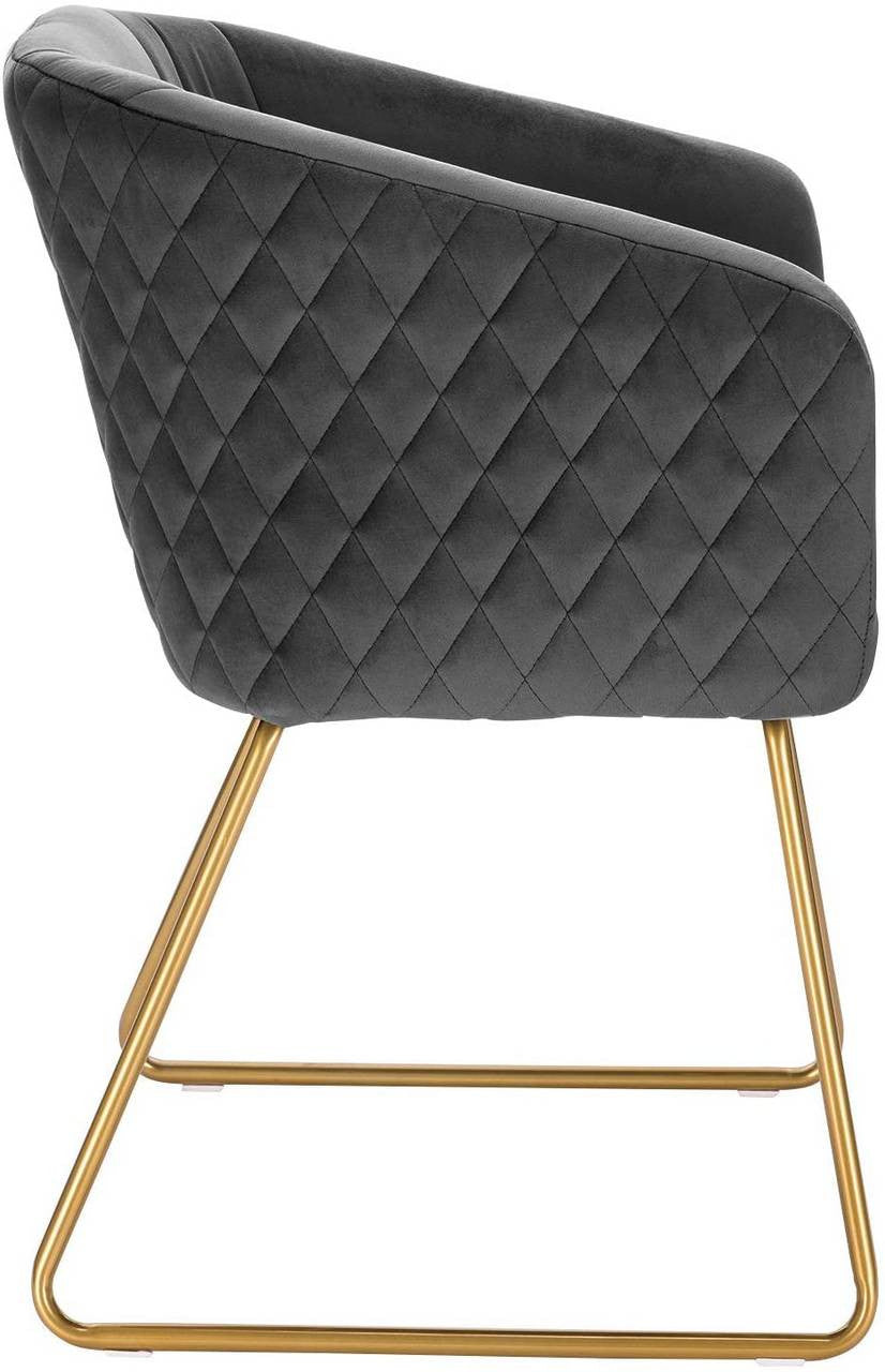24goodz Set of 6 Dining Chairs with Armrests - Ergonomic Comfort - Velvet Upholstery - Dark Grey - dgr