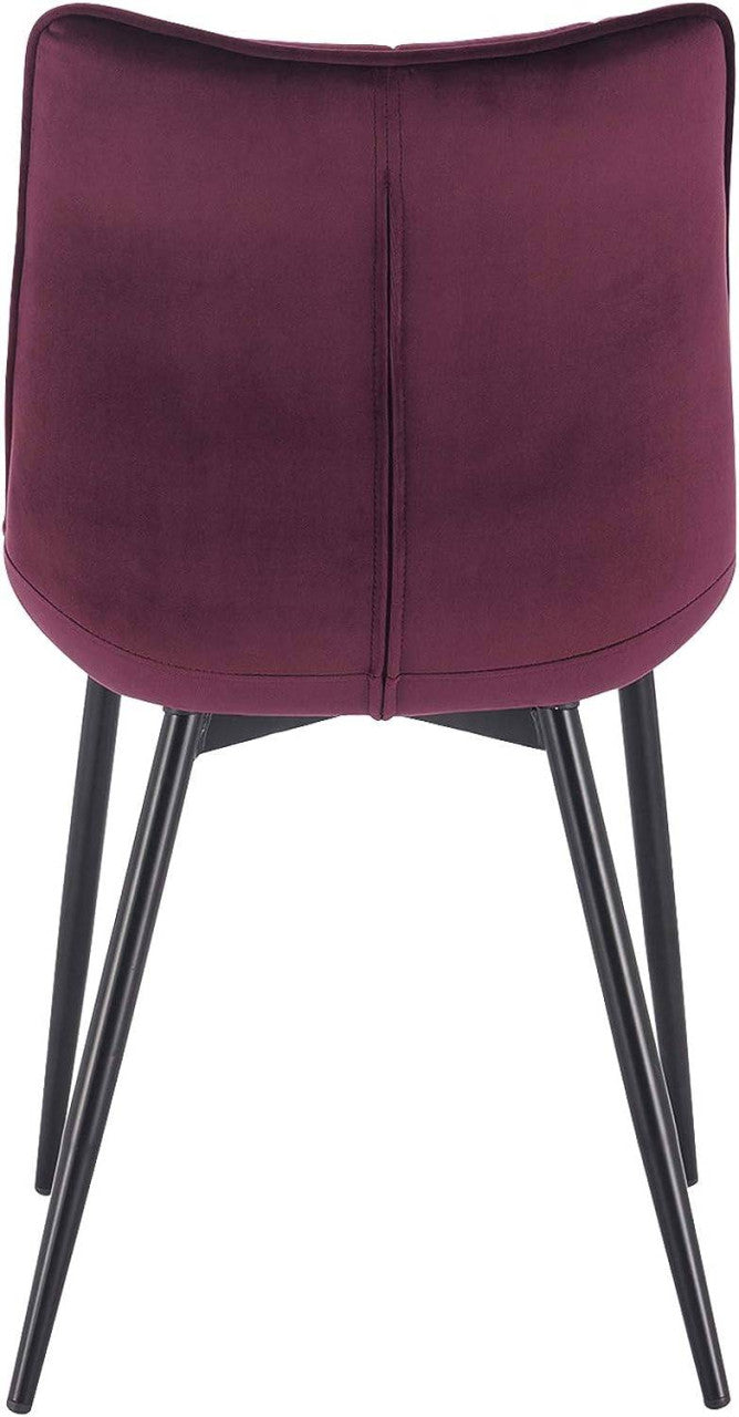 24goodz Set of 8 Dining Chairs with Backrest - Durable Velvet Upholstery - Ergonomic Comfort - Metal Legs - Burgundy