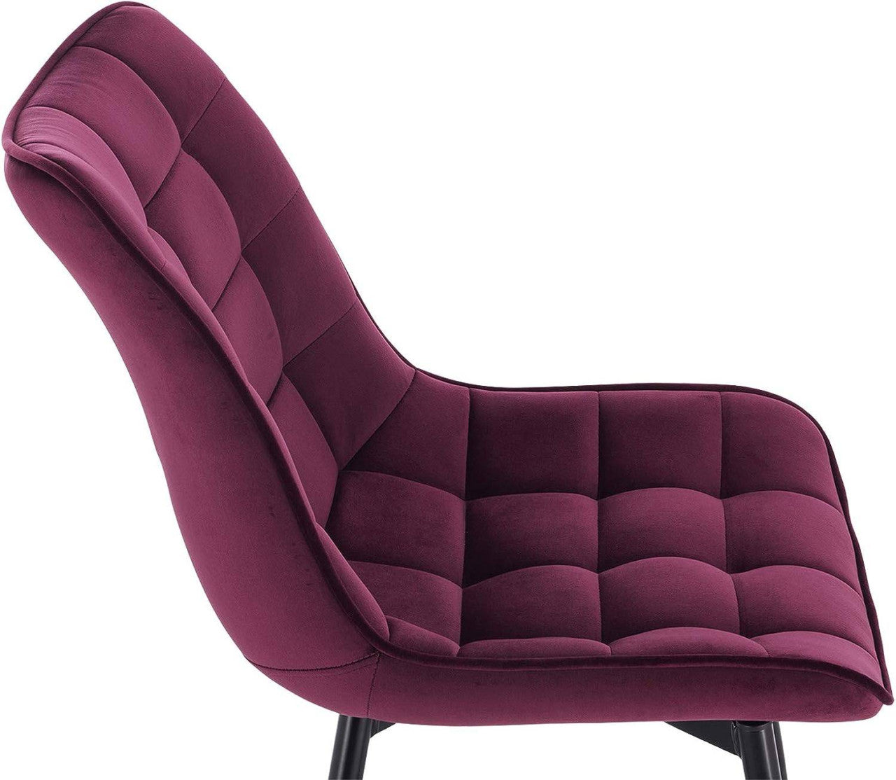 24goodz Set of 8 Dining Chairs with Backrest - Durable Velvet Upholstery - Ergonomic Comfort - Metal Legs - Burgundy