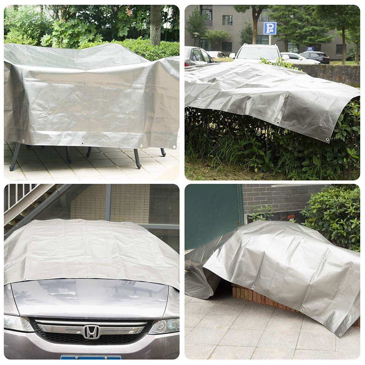24goodz Waterproof Tarp - UV-Resistant - Durable 180 g/m² PE - Grey - 2x2 m