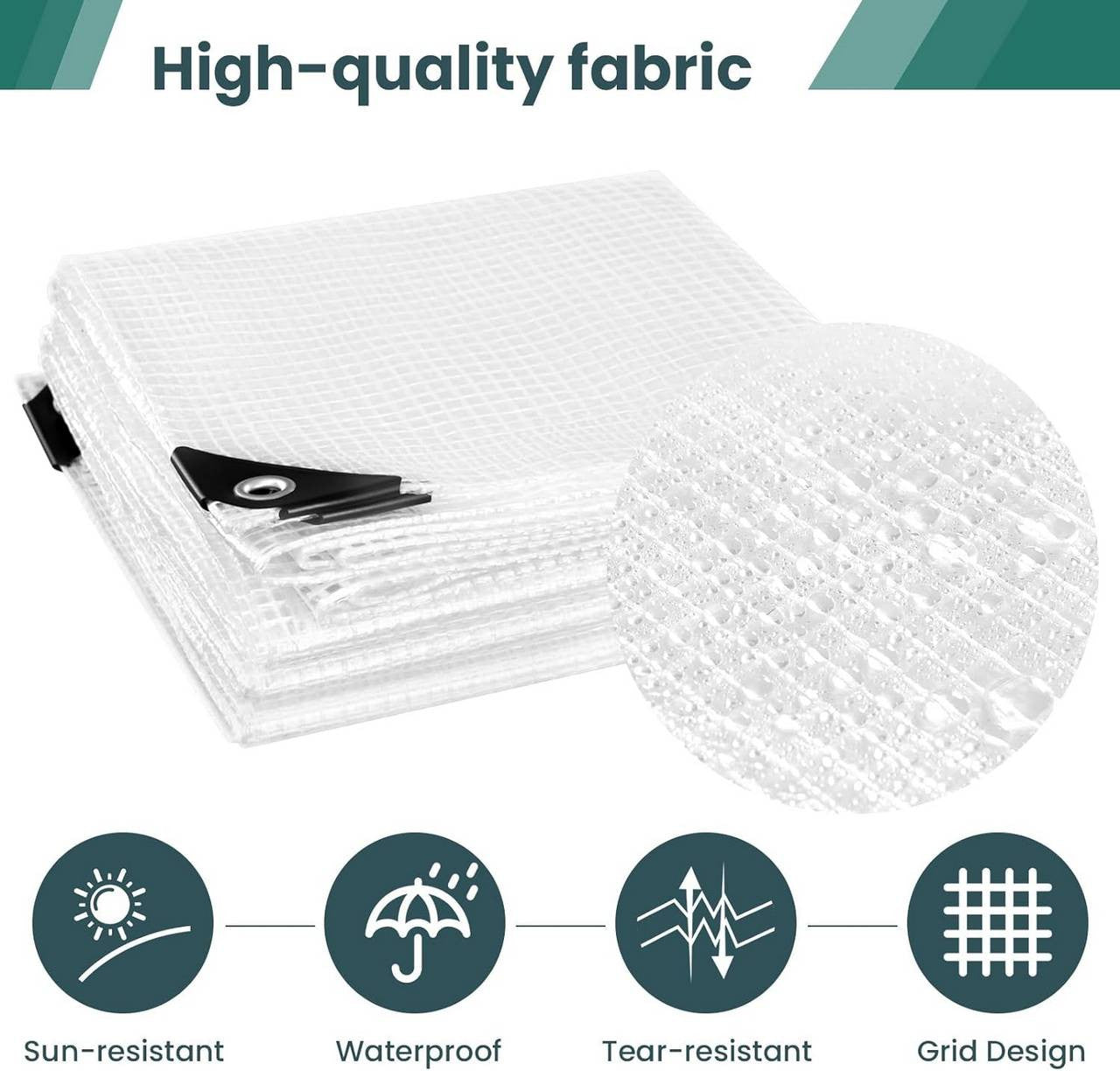24goodz Waterproof Tarpaulin - Durable and Tear-Resistant - PE - For Outdoor Use - Transparent 3x4 m