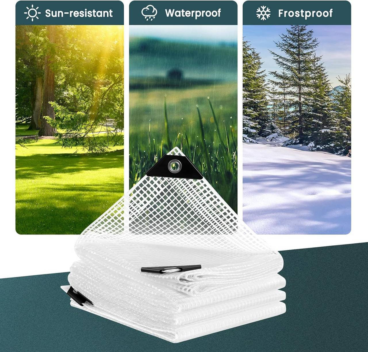24goodz Waterproof Tarpaulin - Durable and Tear-Resistant - PE - For Outdoor Use - Transparent 3x3 m