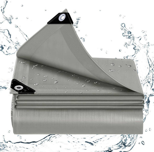 24goodz Waterproof Tarpaulin - Robust and Durable - Weatherproof - PE - Versatile Use - Grey - 1.5x2 m
