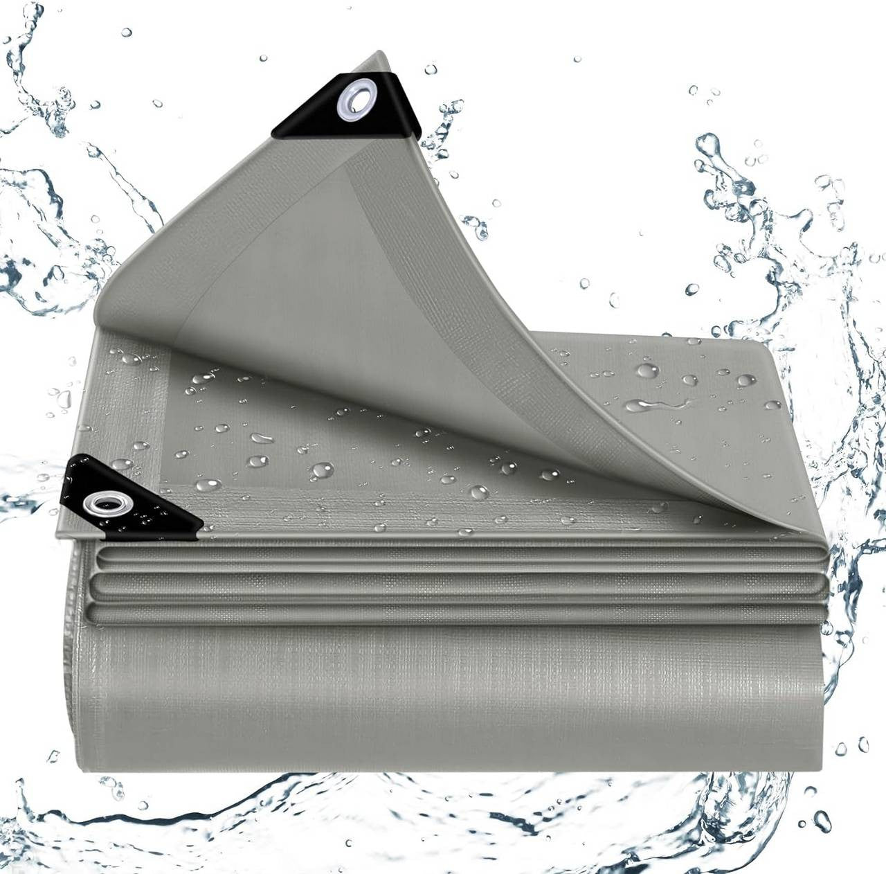 24goodz Waterproof Tarpaulin - Durable and Weatherproof - 140 g/m² PE - Grey - 3x3 m