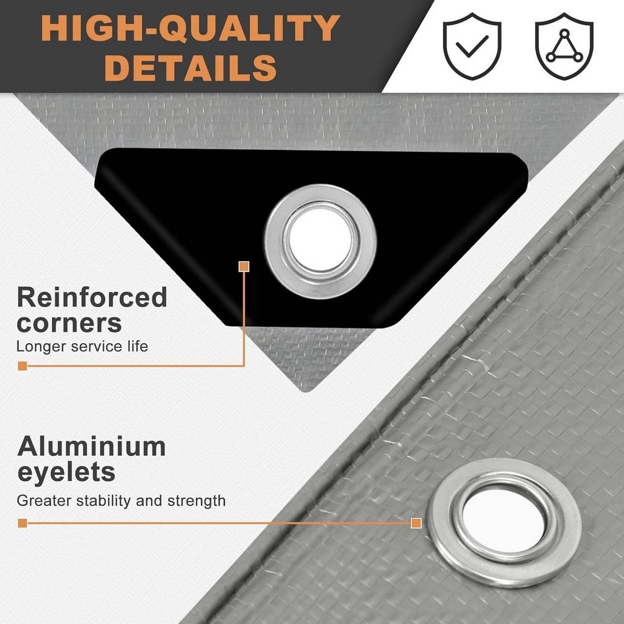 24goodz Waterproof Tarpaulin - Durable and Weatherproof - 140 g/m² PE - Grey - 4x5 m