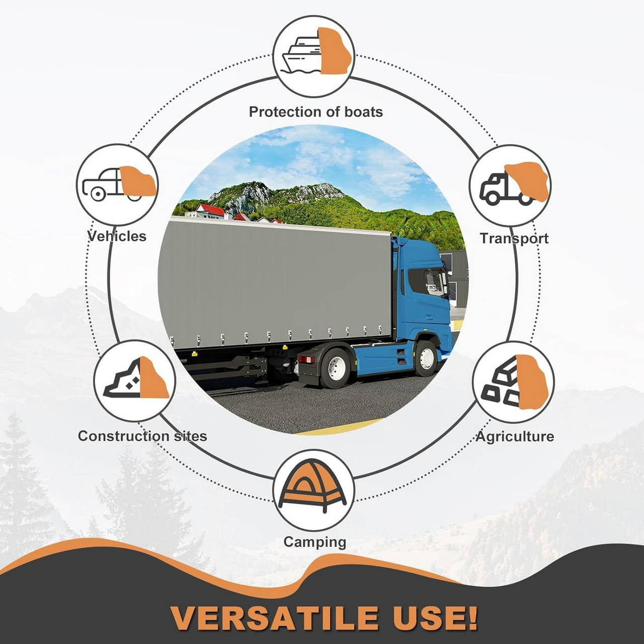 24goodz Waterproof Tarpaulin - Durable and Weatherproof - 140 g/m² PE - Grey - 4x5 m