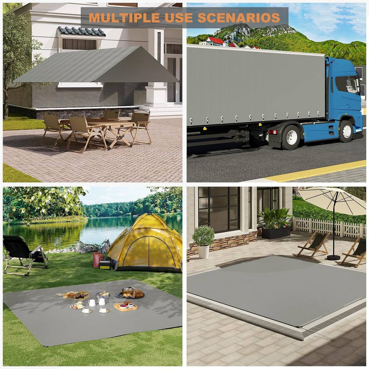 24goodz Waterproof Tarpaulin - Durable and Weatherproof - 140 g/m² PE - Grey - 4x5 m