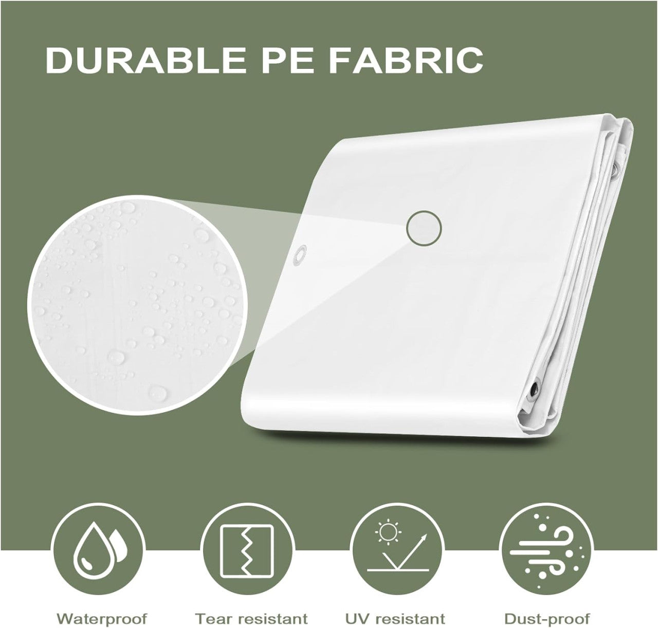 24goodz Waterproof Tarpaulin - Durable and Weatherproof - 140 g/m² PE - White - 4x6 m