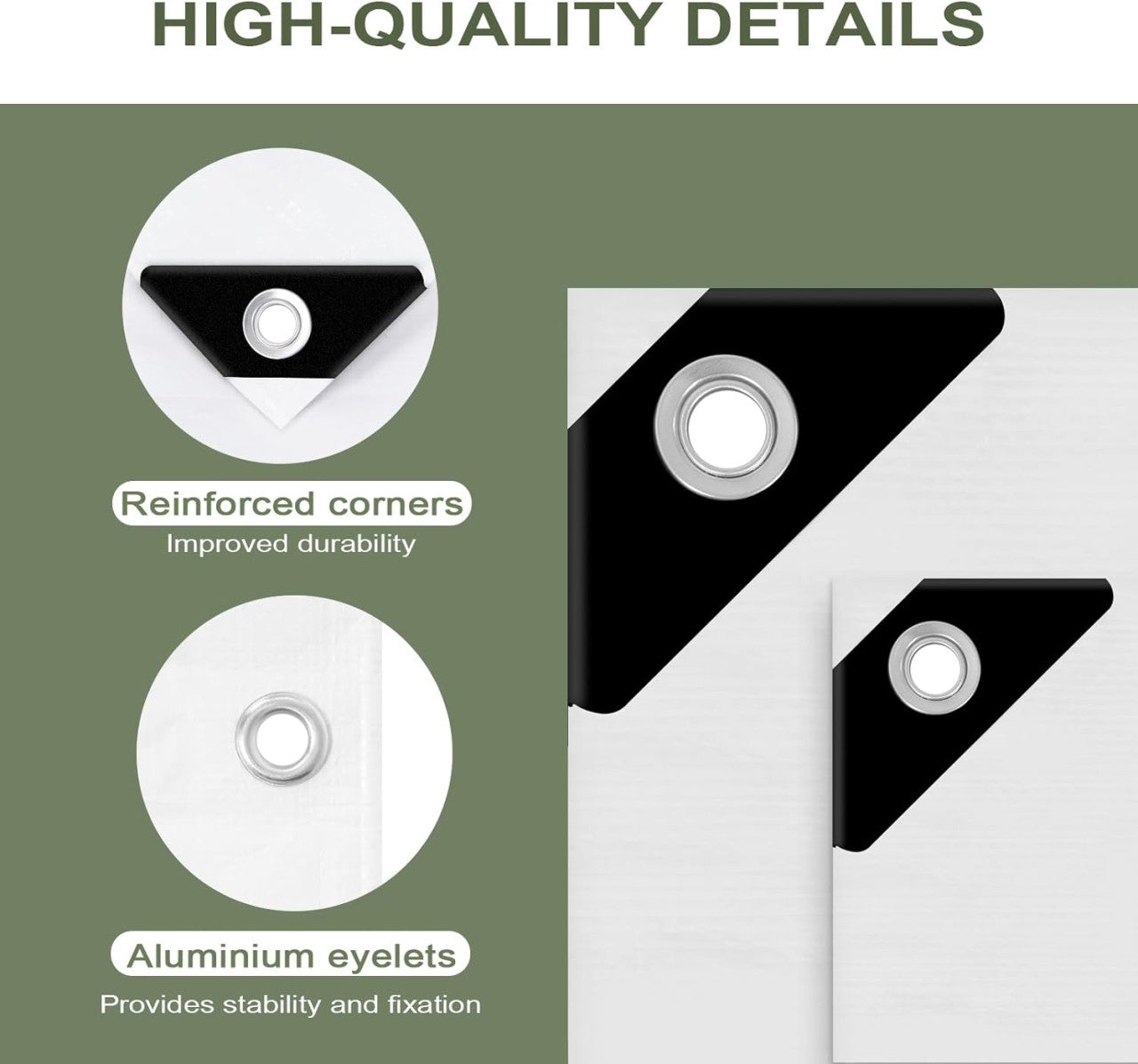24goodz Waterproof Tarpaulin - Durable and Weatherproof - PE - For Outdoor Use - White 3x3 m