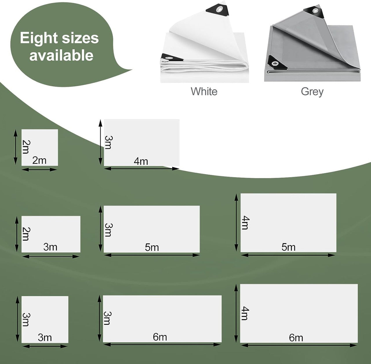 24goodz Waterproof Tarpaulin - Durable and Weatherproof - 140 g/m² PE - White - 3x6 m