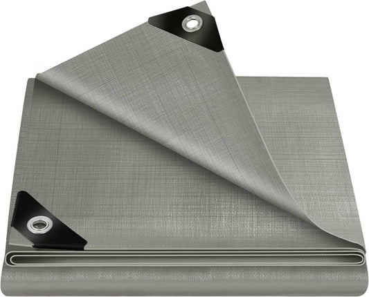 24goodz Waterproof Tarp - Durable and Tear-Resistant - 280 g/m² PE - Grey - 4x5 m