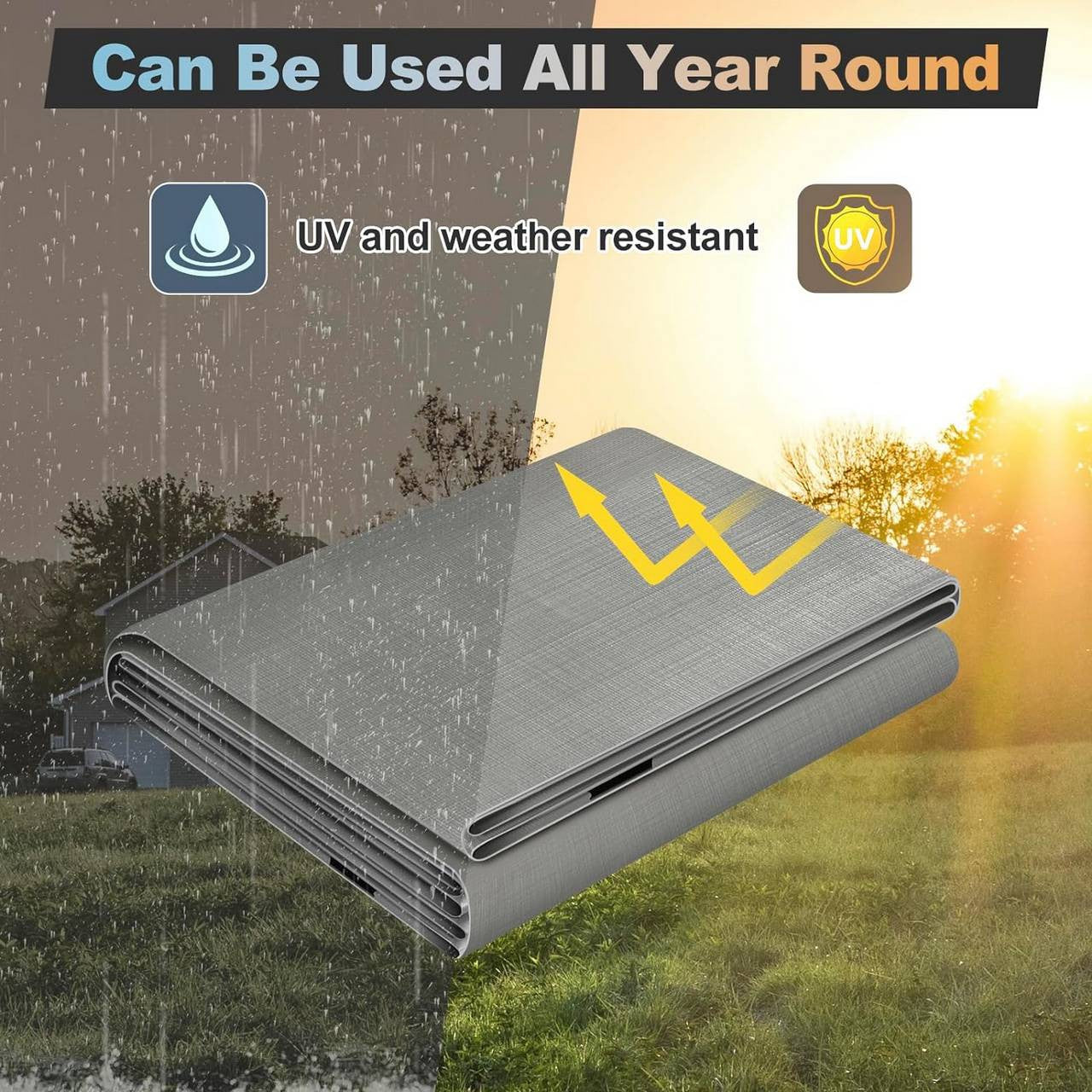 24goodz Waterproof Tarpaulin - Durable and Tear-Resistant - 280 g/m² PE - Grey - 3x5 m