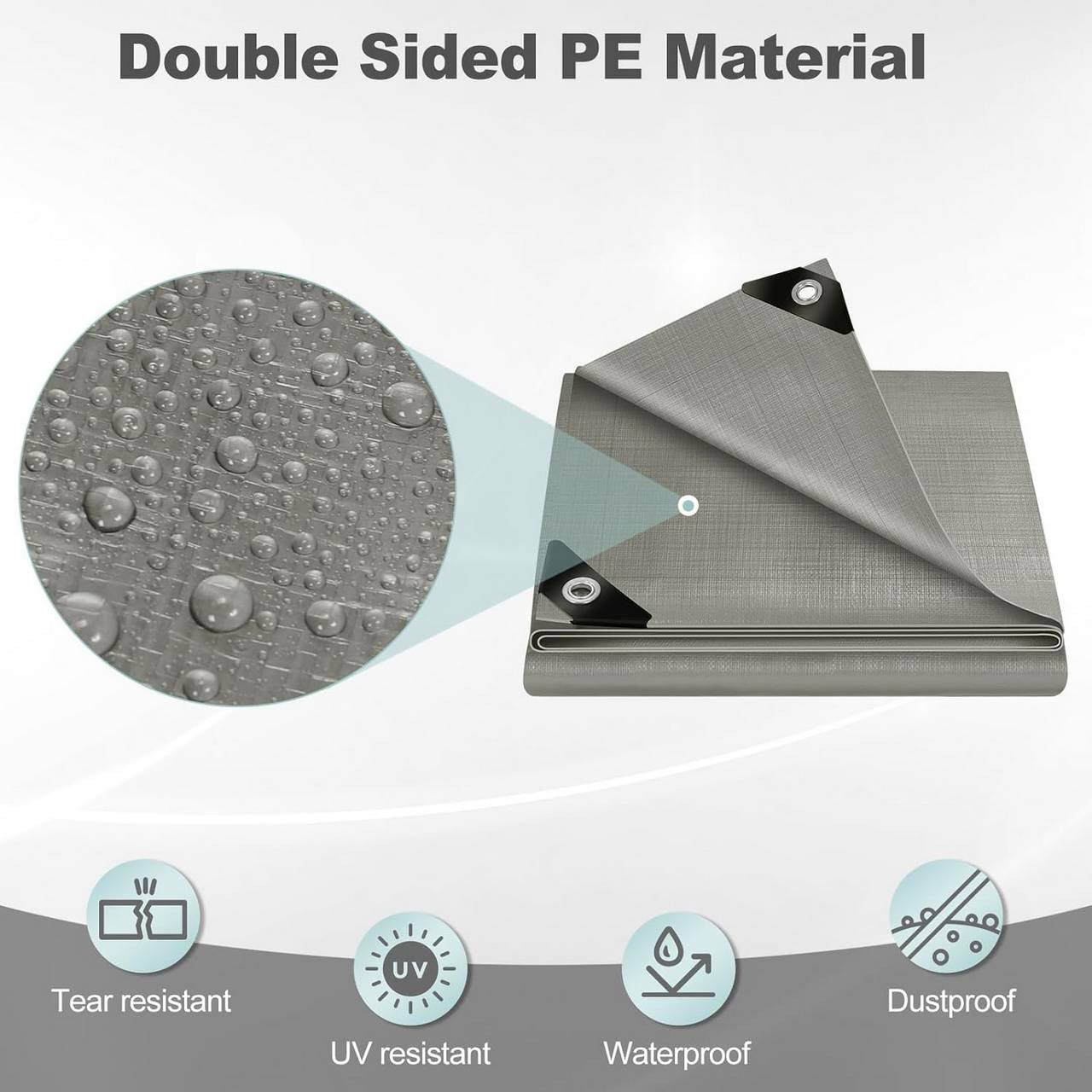 24goodz Waterproof Tarpaulin - Durable and Tear-Resistant - 280 g/m² PE - Grey - 2x3 m