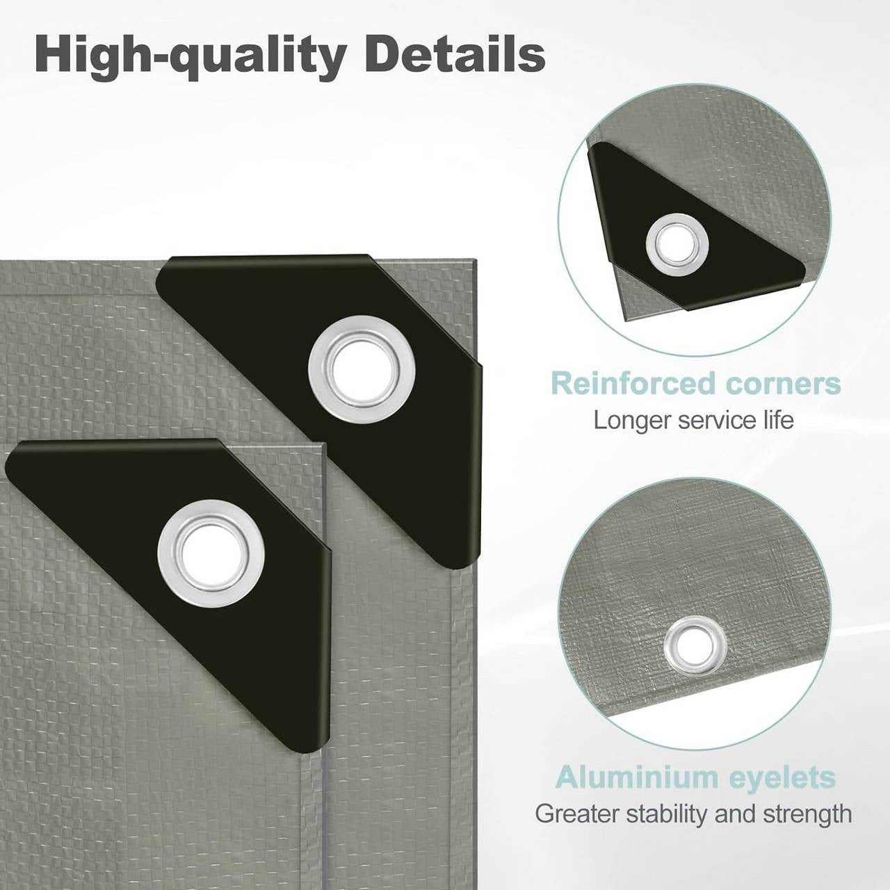 24goodz Waterproof Tarpaulin - Durable and Tear-Resistant - 280 g/m² PE - Grey - 2x3 m