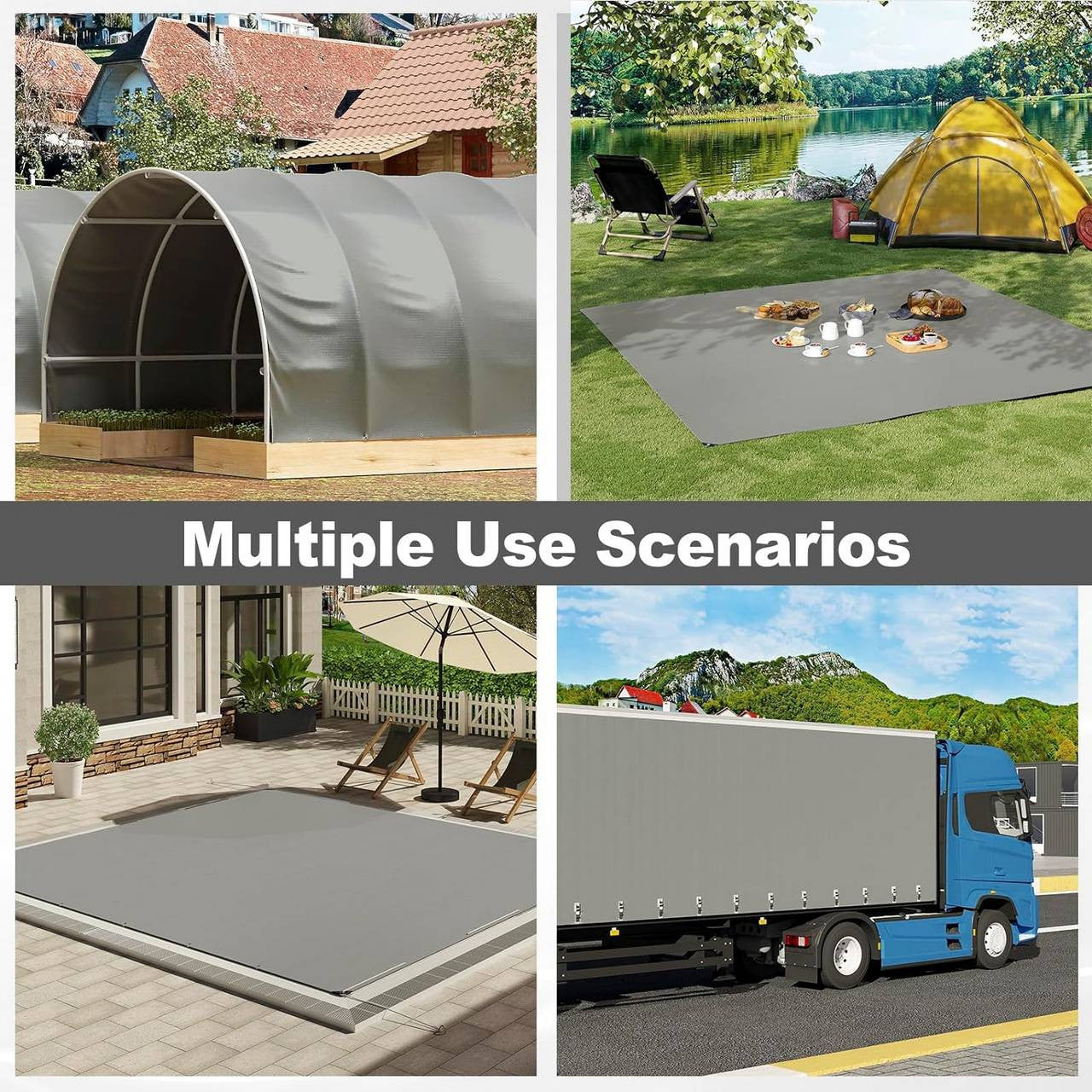 24goodz Waterproof Tarpaulin - Durable and Tear-Resistant - 280 g/m² PE - Grey - 3x5 m