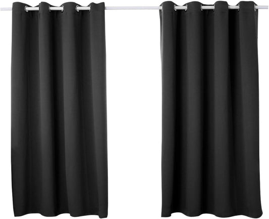 24goodz 2 Pieces Heat-insulating Blackout Curtains - Premium Material for Durability - Energy Saving & Noise Absorption - 100% Polyester - Black - 135x225 cm - sz