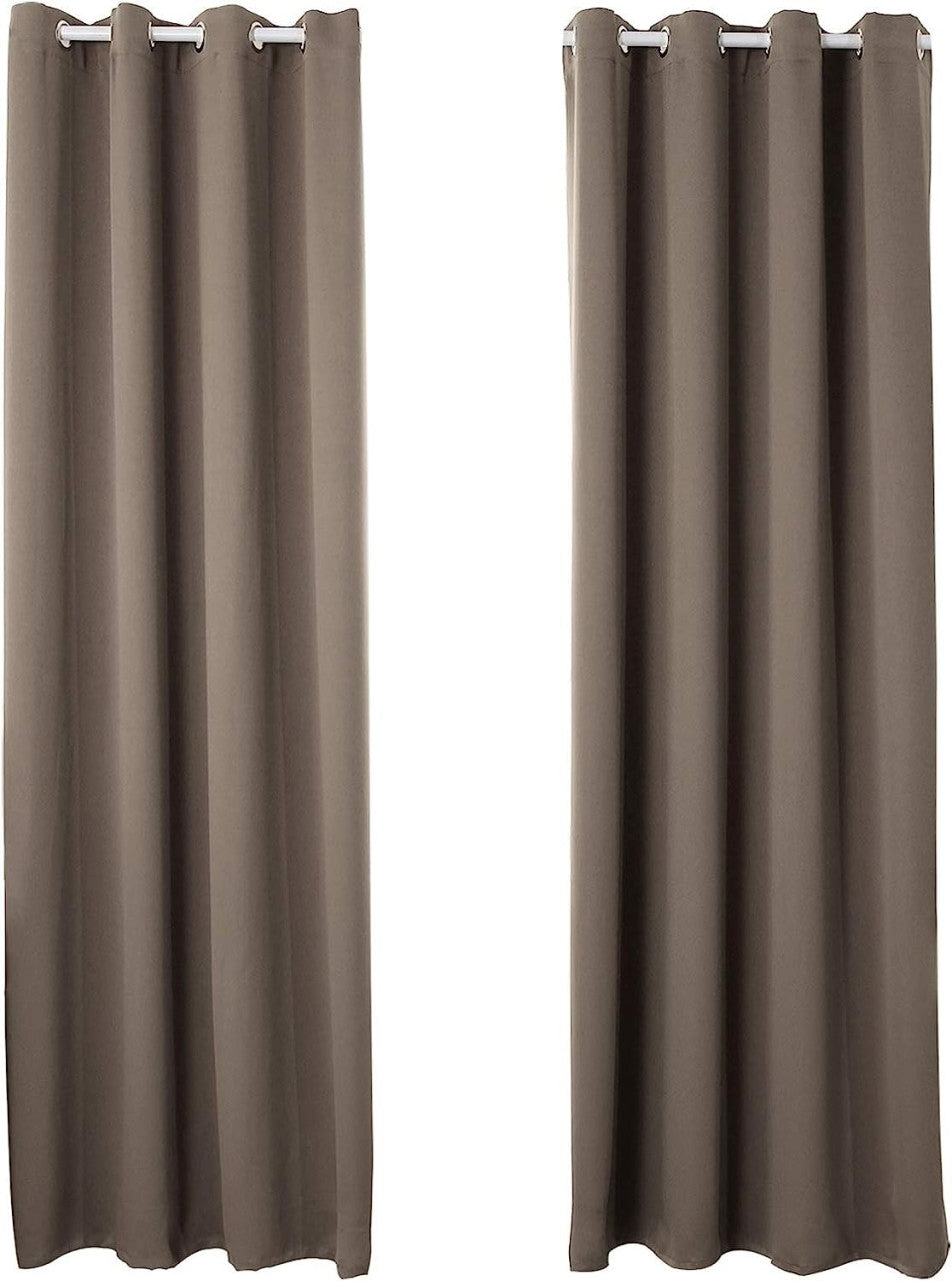 24goodz 2 Pieces Heat-insulating Blackout Curtains - Excellent Light Blocking - Energy Saving & Noise Absorption - 100% Polyester - Taupe - 135x225 cm