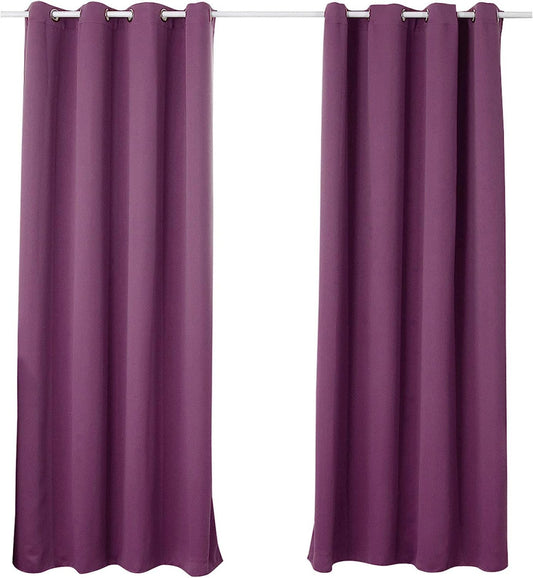 24goodz Heat-insulating Blackout Curtains - Excellent Light Blocking - Energy Saving & Noise Absorption - 100% Polyester - Purple - 135x245 cm - vl