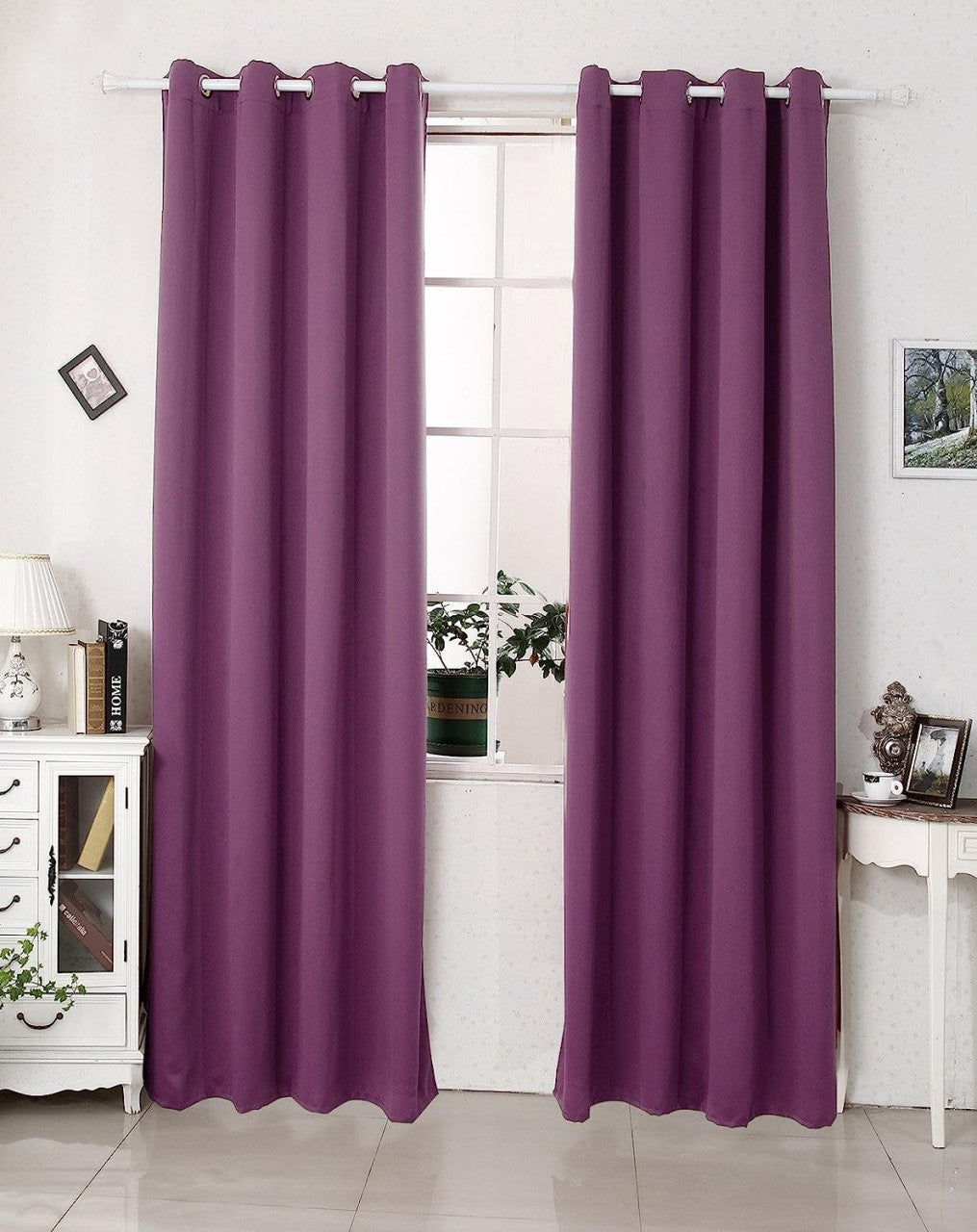 24goodz Heat-insulating Blackout Curtains - Excellent Light Blocking - Energy Saving & Noise Absorption - 100% Polyester - Purple - 135x245 cm - vl