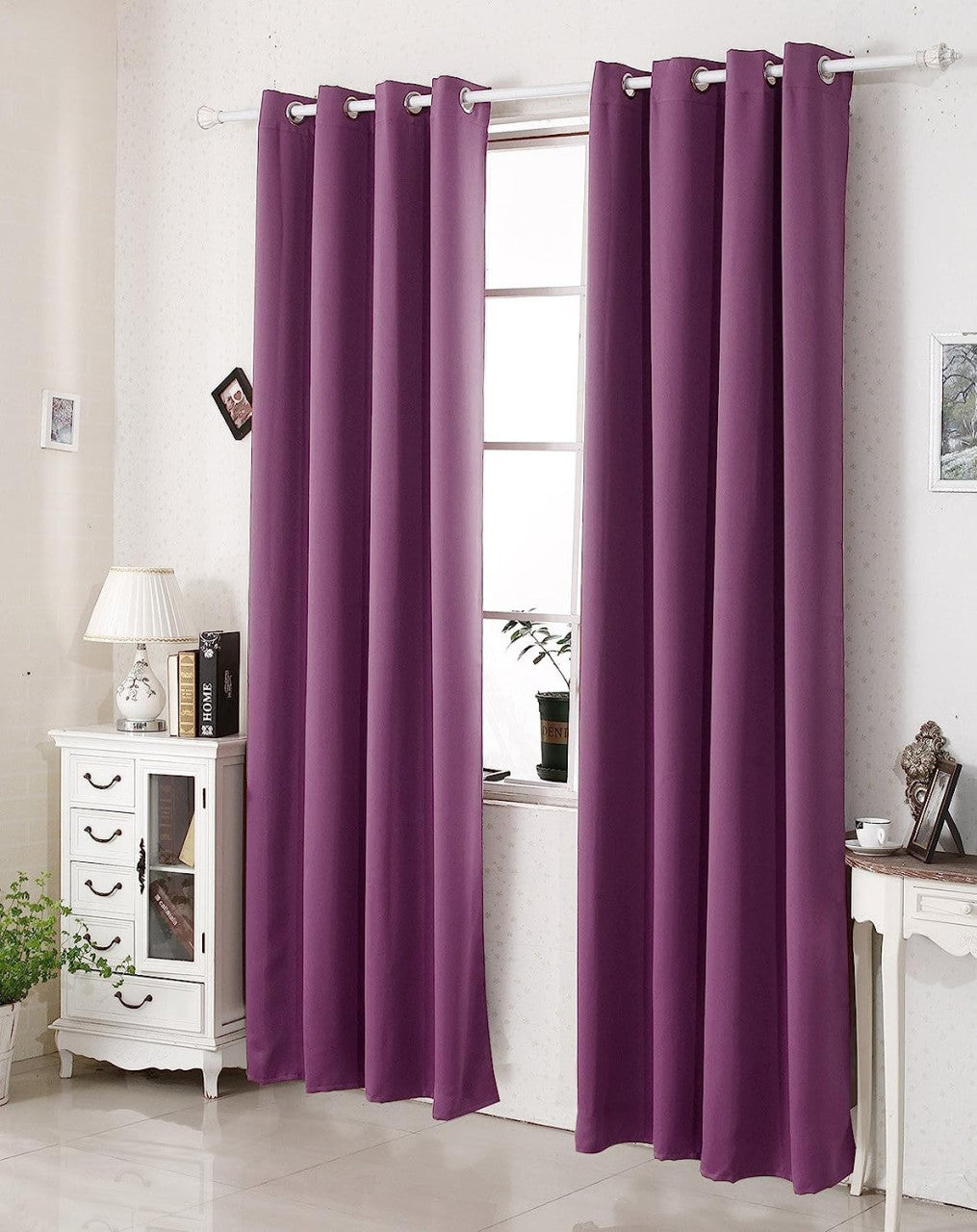 24goodz Heat-insulating Blackout Curtains - Excellent Light Blocking - Energy Saving & Noise Absorption - 100% Polyester - Purple - 135x245 cm - vl