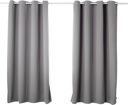 24goodz 2 Pieces Heat-insulating Blackout Curtains - Excellent Light Blocking - Energy Saving & Noise Absorption - 100% Polyester - Dark Grey - 168x229 cm - dg