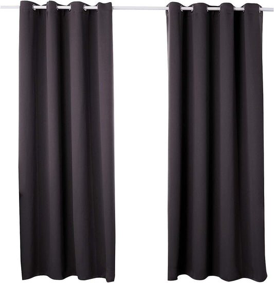 24goodz 2 Pieces Heat-insulating Blackout Curtains - Excellent Light Blocking - Energy Saving & Noise Absorption - 100% Polyester - Anthracite - 135x175 cm