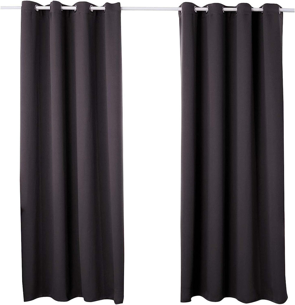 24goodz 2 Pieces Heat-insulating Blackout Curtains - Opaque for Ultimate Privacy - 100% Polyester - For Home and Office - Gray White - cp
