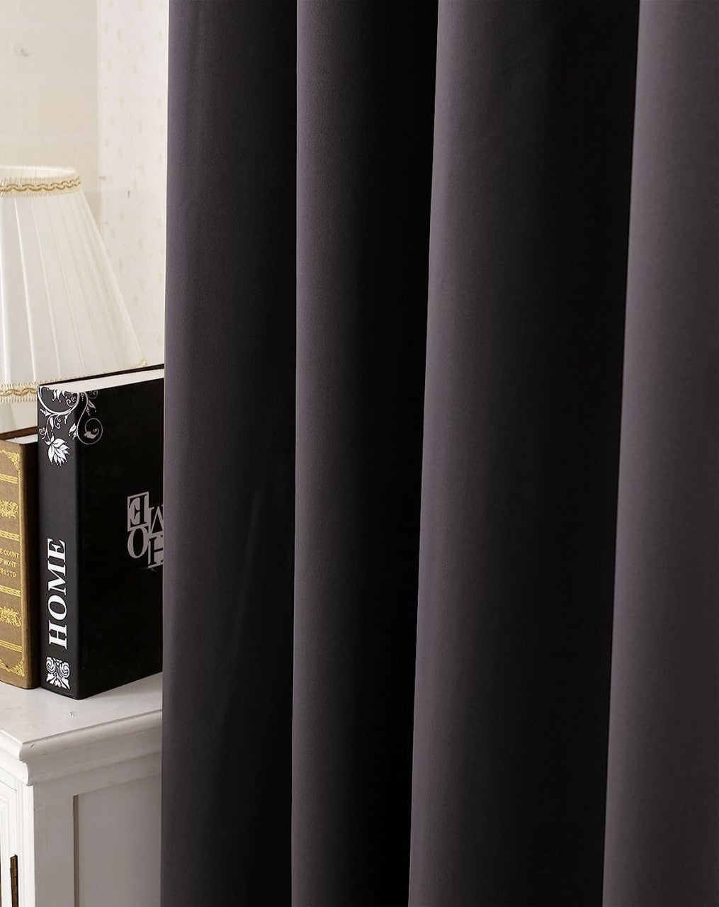 24goodz 2 Pieces Heat-insulating Blackout Curtains - Excellent Light Blocking - Energy Saving & Noise Absorption - 100% Polyester - Anthracite - 135x175 cm