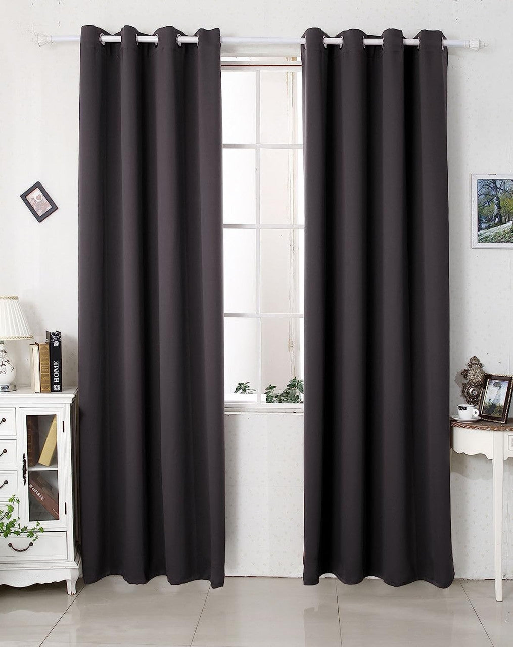 24goodz 2 Pieces Heat-insulating Blackout Curtains - Excellent Light Blocking - Energy Saving & Noise Absorption - 100% Polyester - Anthracite - 135x175 cm