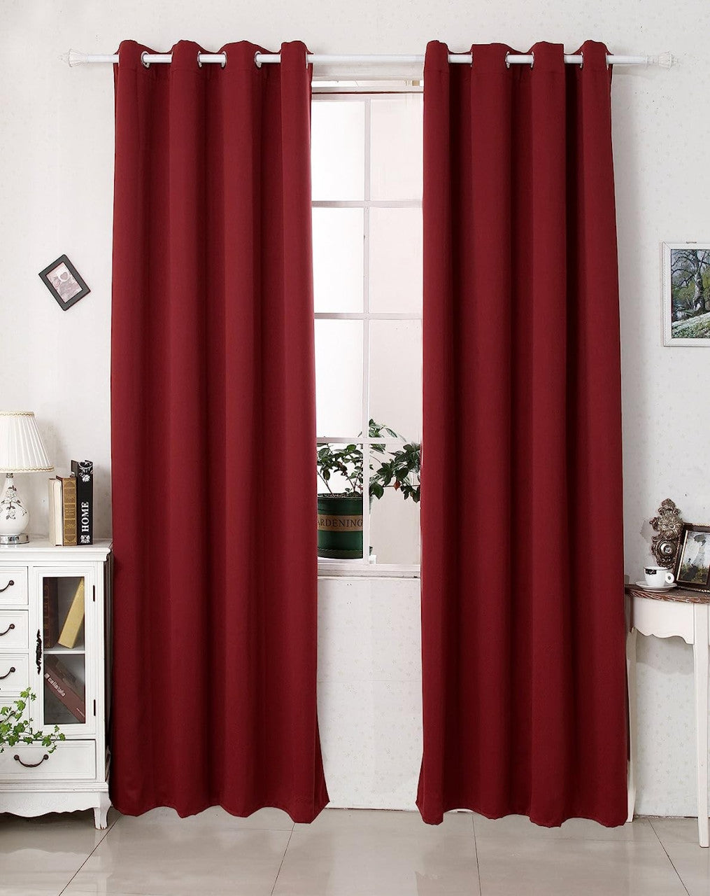 24goodz Heat-insulating Blackout Curtains - Elegant Design - Energy Saving - 100% Polyester - For Home or Office - Bordeaux 135x225 cm - bd