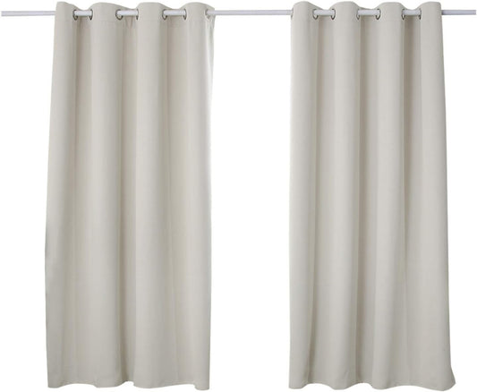 24goodz 2 Pieces Heat-insulating Blackout Curtains - Excellent Light Blocking - Energy Saving & Noise Absorbing - 100% Polyester - Cream - 135x175 cm