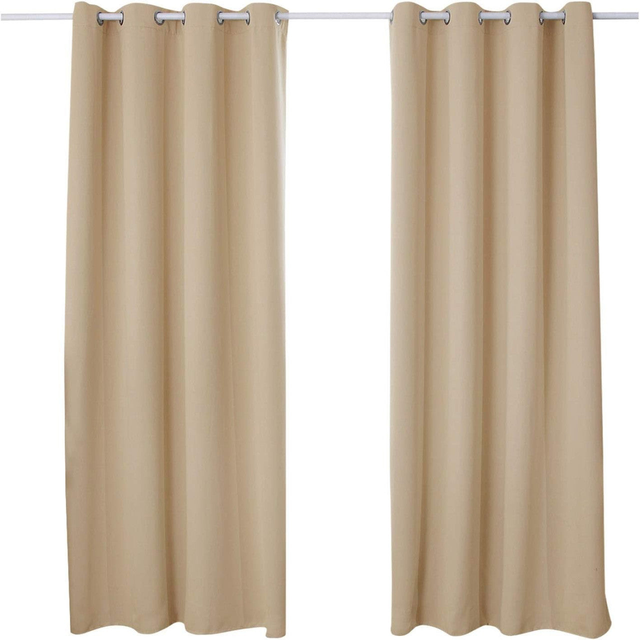 24goodz 2 Pieces Heat-insulating Blackout Curtains - Elegant Design - Energy Saving & Noise Absorption - 100% Polyester - For Home & Office - Champagne 135x225 cm - cp