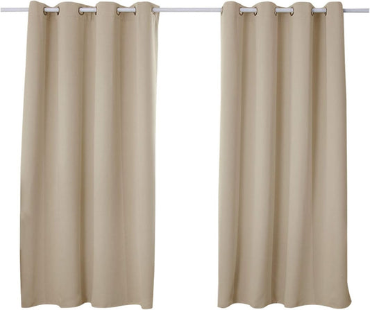 24goodz Heat-insulating Blackout Curtains - Excellent Light Blocking - Energy Saving & Noise Absorption - 100% Polyester - For Home & Office - 135x245 cm - Grey White - sd