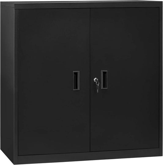 24goodz Lockable Filing Cabinet - Spacious & Secure - Metal - For Home Office or Garage - Black - 90 x 92 x 40 cm