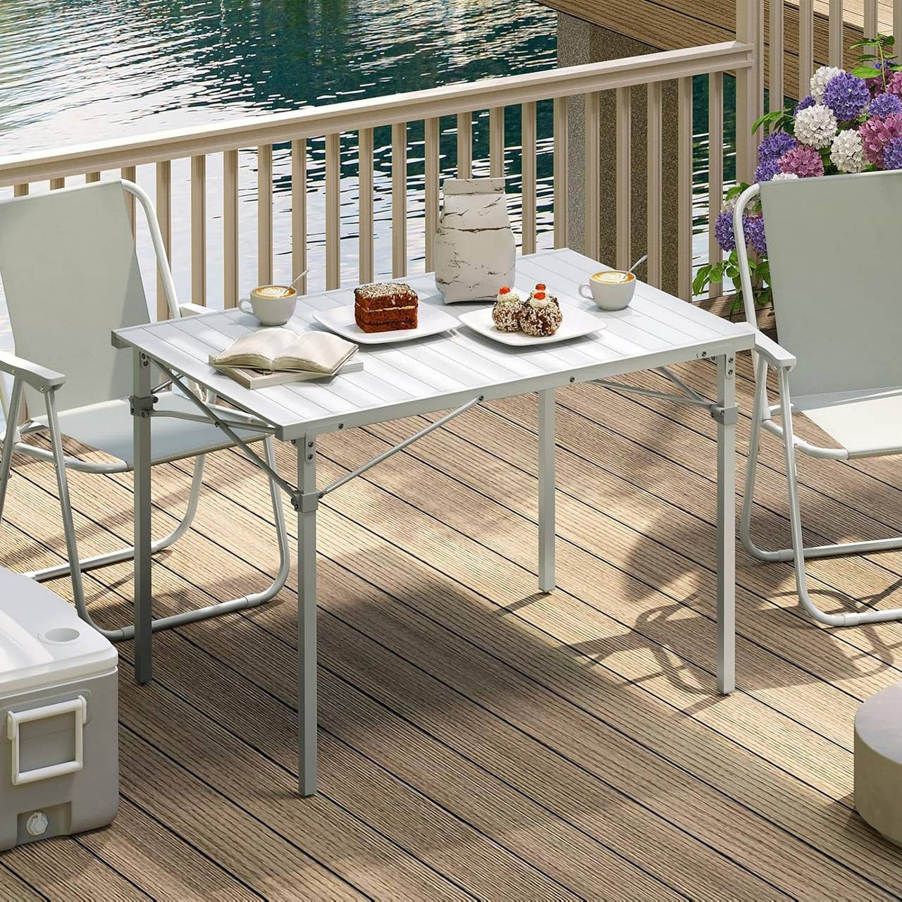 24goodz Aluminium Camping Table - Easy to Assemble - Lightweight and Portable - Aluminium Alloy - For Outdoor Enthusiasts - Silver