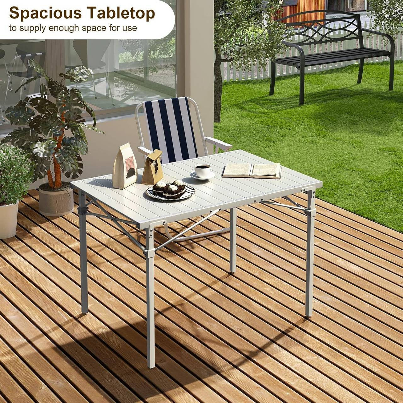 24goodz Aluminium Camping Table - Easy to Assemble - Lightweight and Portable - Aluminium Alloy - For Outdoor Enthusiasts - Silver