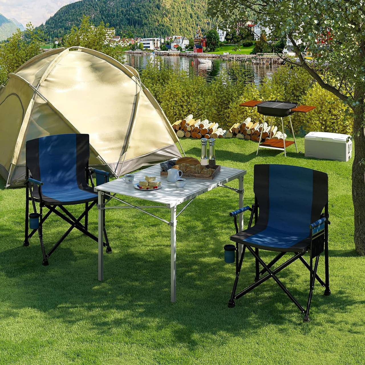 24goodz Aluminium Camping Table - Easy to Assemble - Lightweight and Portable - Aluminium Alloy - For Outdoor Enthusiasts - Silver